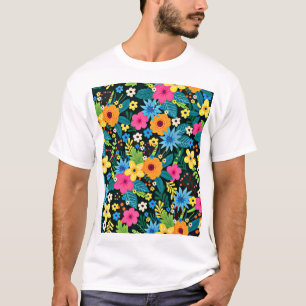 Levendige Ditsy Flowers Bloemenpatroon-43785 T-shirt