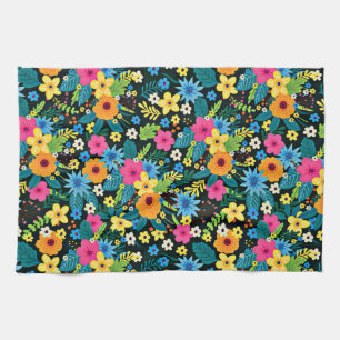 Levendige Ditsy Flowers Bloemenpatroon-43785 Theedoek