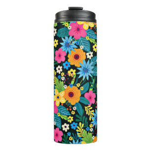 Levendige Ditsy Flowers Bloemenpatroon-43785 Thermosbeker
