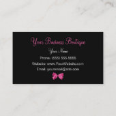 Levendige Donkerroze Bow Leopard Print Boutique Visitekaartje (Achterkant)