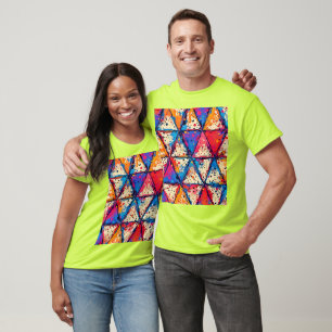 Levendige Driehoek Splatter Art T-shirt