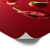 Levendige drijvende rode paprika voedsel Poster (Hoek)