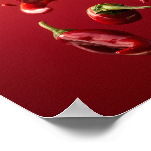 Levendige drijvende rode paprika voedsel Poster (Hoek)