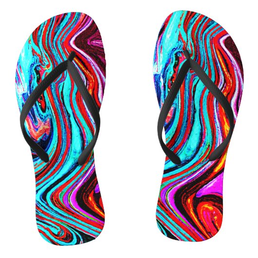 Levendige dynamische tinten Abstract patroon Teenslippers (Voetbed)