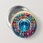 Levendige Edelstenen Cirkel Ronde Button (Voorkant /achterkant)