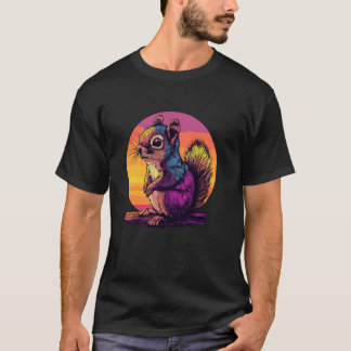 Levendige eekhoorn in kleuren van de zonsondergang t-shirt