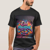 Levendige Eid Mubarak Graffiti Art Mannen T-shirt (Voorkant)