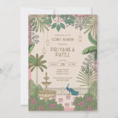 Levendige Elegante Indiase Goth Bharai Uitnodiging (Voorkant)