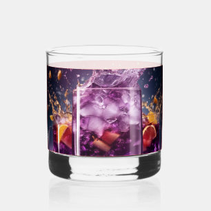 "Levendige elegantie: Paarse doorzichtige rotsen g Whisky Glas