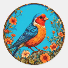 Levendige en gedetailleerde illustratie van een vo ronde sticker