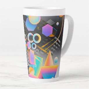 Levendige en grillige abstracte geometrische kunst latte mok