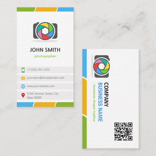 Levendige en kleurrijke fotografie met QR-code Visitekaartje (Voorkant / Achterkant)
