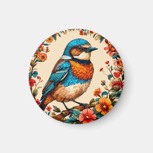 Levendige en kleurrijke illustratie van een vogel magneet
