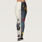 Levendige Eye Catching Splatter Drip Abstracte kun Leggings (Achterkant)