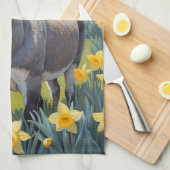 Levendige ezel en gele narcissen theedoek (Quarter Fold)