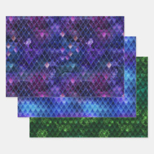 Levendige fantasie draak schub patronen inpakpapier vel