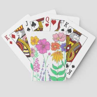 Levendige Fantasievolle Geschilderde Bloemen Pokerkaarten