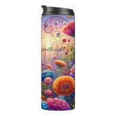 Levendige Fantasy Flower Meadow Sunset Thermosbeker (Geroteerd rechts)