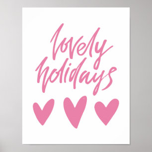 Levendige Feestdagen Roze kerst met hart Poster