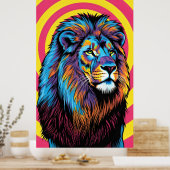Levendige felgekleurde leeuw poster (Keuken)