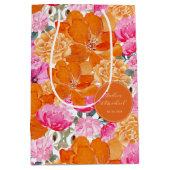 Levendige felroze Sinaasappel bloemenbruiloft guns Medium Cadeauzakje (Voorkant)