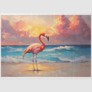 Levendige Flamingo op het strand Decoupage Tissuepapier