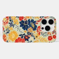 Levendige flora rood, geel en blauw op wit