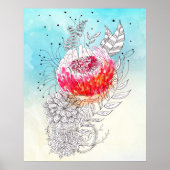 Levendige Floral Artistic Waterverf Doodle Art Poster (Voorkant)