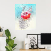 Levendige Floral Artistic Waterverf Doodle Art Poster (Thuiskantoor)