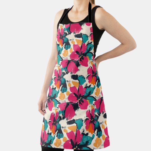 Levendige Floral Bohemian All-Over Print Schort (Insitu)