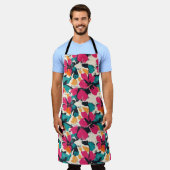 Levendige Floral Bohemian All-Over Print Schort (Gedragen)