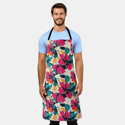 Levendige Floral Bohemian All-Over Print Schort (Gedragen)