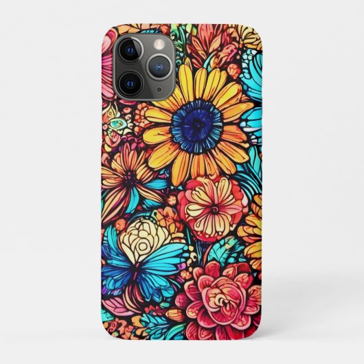 Levendige Floral Doodle Explosion Case-Mate iPhone Case (Achterkant)