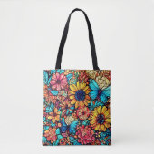 Levendige Floral Doodle Explosion Draagtas (Voorkant)