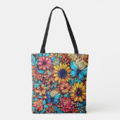 Levendige Floral Doodle Explosion Draagtas (Achterkant)