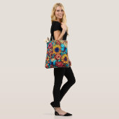 Levendige Floral Doodle Explosion Draagtas (Op model)