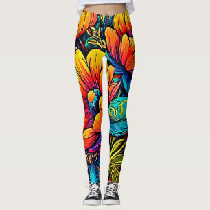 Levendige Floral Fantasy in gedurfde kleuren Leggings
