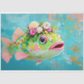 Levendige  Floral Fish Decoupage Tissuepapier (Voorkant)