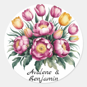 Levendige Floral Harmony bruiloft Ronde Sticker