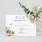 Levendige Floral Harmony bruiloft RSVP Kaartje (Staand voorkant)
