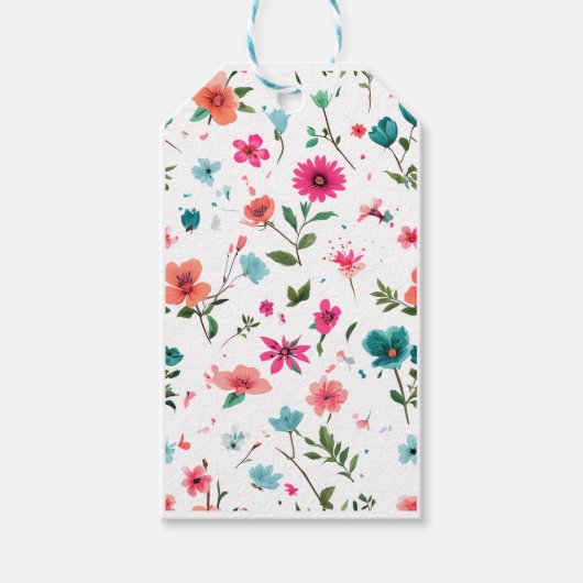 Levendige Floral Pattern Art Cadeaulabel (Voorkant)