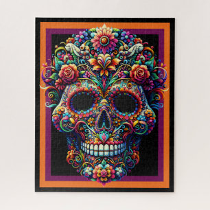 Levendige Floral Sugar Skull artwork Legpuzzel
