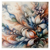 Levendige Floral Swirl artwork Tegeltje (Voorkant)
