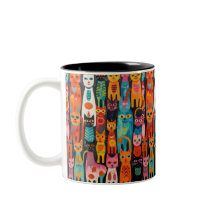Levendige Folk Art Cats Patroon Mok