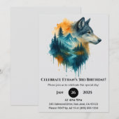 Levendige Forest Wolf verjaardag Kaart (Voorkant / Achterkant)