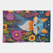 Levendige Fox Dot Art te midden van weelderige flo Theedoek (Horizontaal)