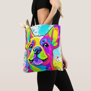 Levendige Franse Bulldog Puppy Art Draagtas