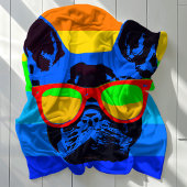 Levendige Franse Bulldog Zonnebril Pop Art Fleece Deken