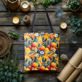 Levendige Fruit Print Canvas tas met aangepaste In