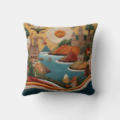 Levendige geborduurde landschapskunst kussen (Achterkant)